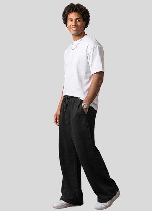 Pure Cotton Men's Baggy Lower | Lower for Man Loose Fit with Pockets & Elastic Waist I Baggy fit Lowers for Gym, Jogging & Casual Wear