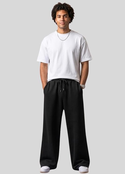 Pure Cotton Men's Baggy Lower | Lower for Man Loose Fit with Pockets & Elastic Waist I Baggy fit Lowers for Gym, Jogging & Casual Wear