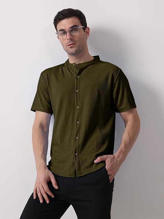 GRECIILOOKS Men's Polycotton Regular Fit Casual Shirt | Stylish | Printed | Solid | Short Sleeve | Trendy (Available in Plus Size)
