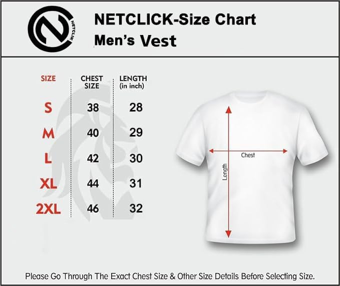 NETCLICK® Men's Sleeveless Round Neck Polycotton Tank Top Vest for Gym, Workout, Running & Casual Wear