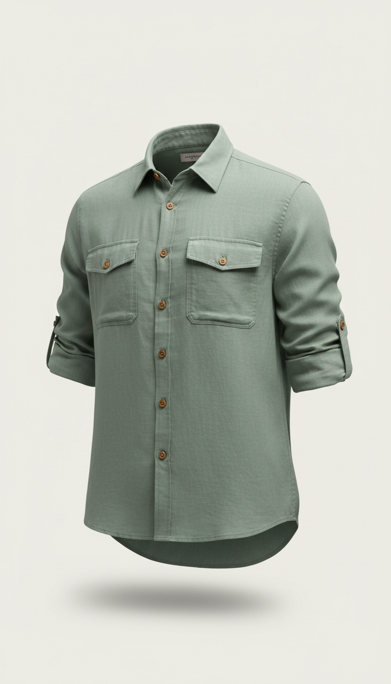Linen travel shirt with vented back