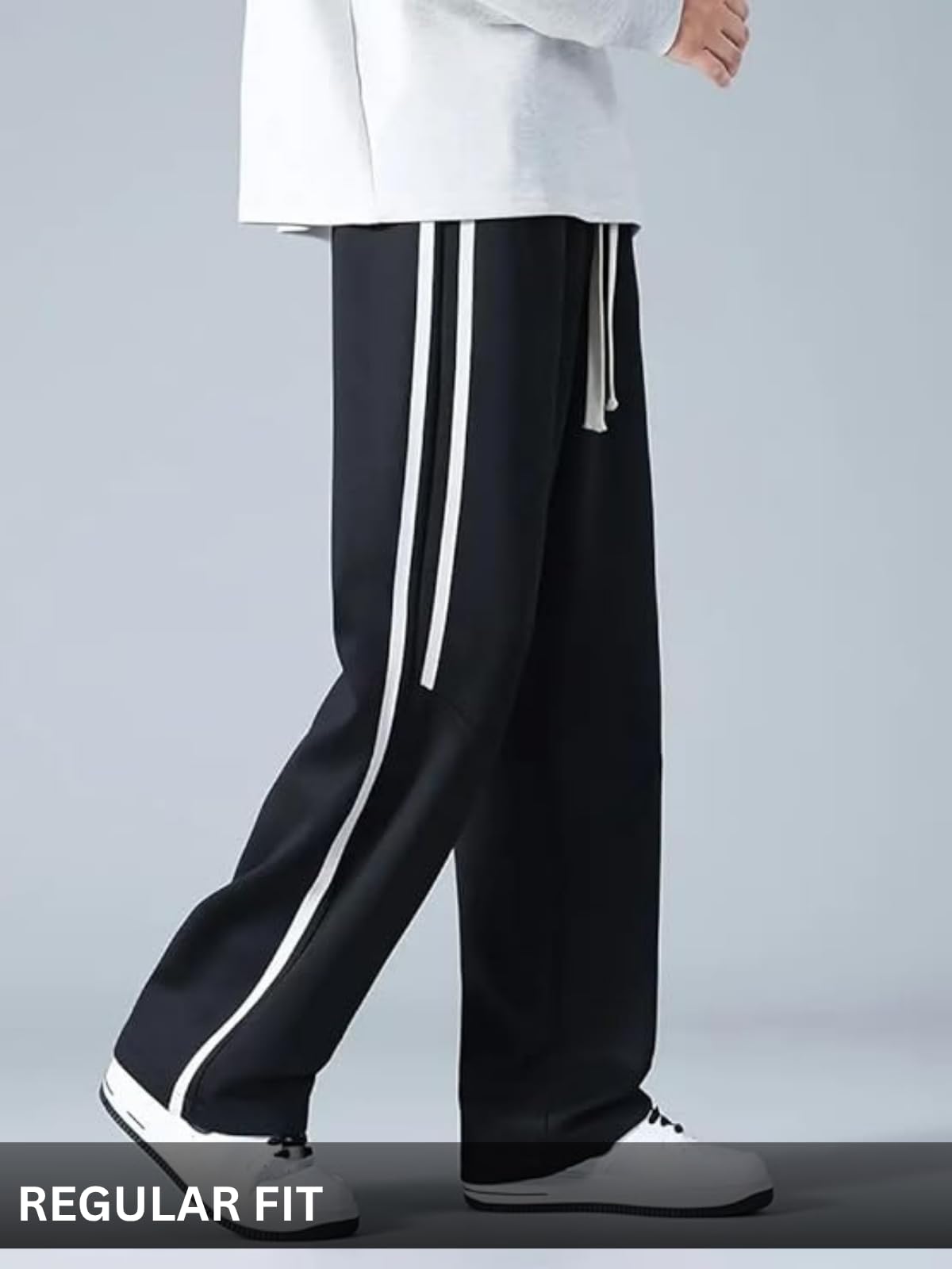 GRECIILOOKS Korean Style Track Pants for Men – Loose Fit Lycra Cargo Joggers | Trendy Gym & Streetwear Bottoms with Utility Pockets (Available in Plus Size)