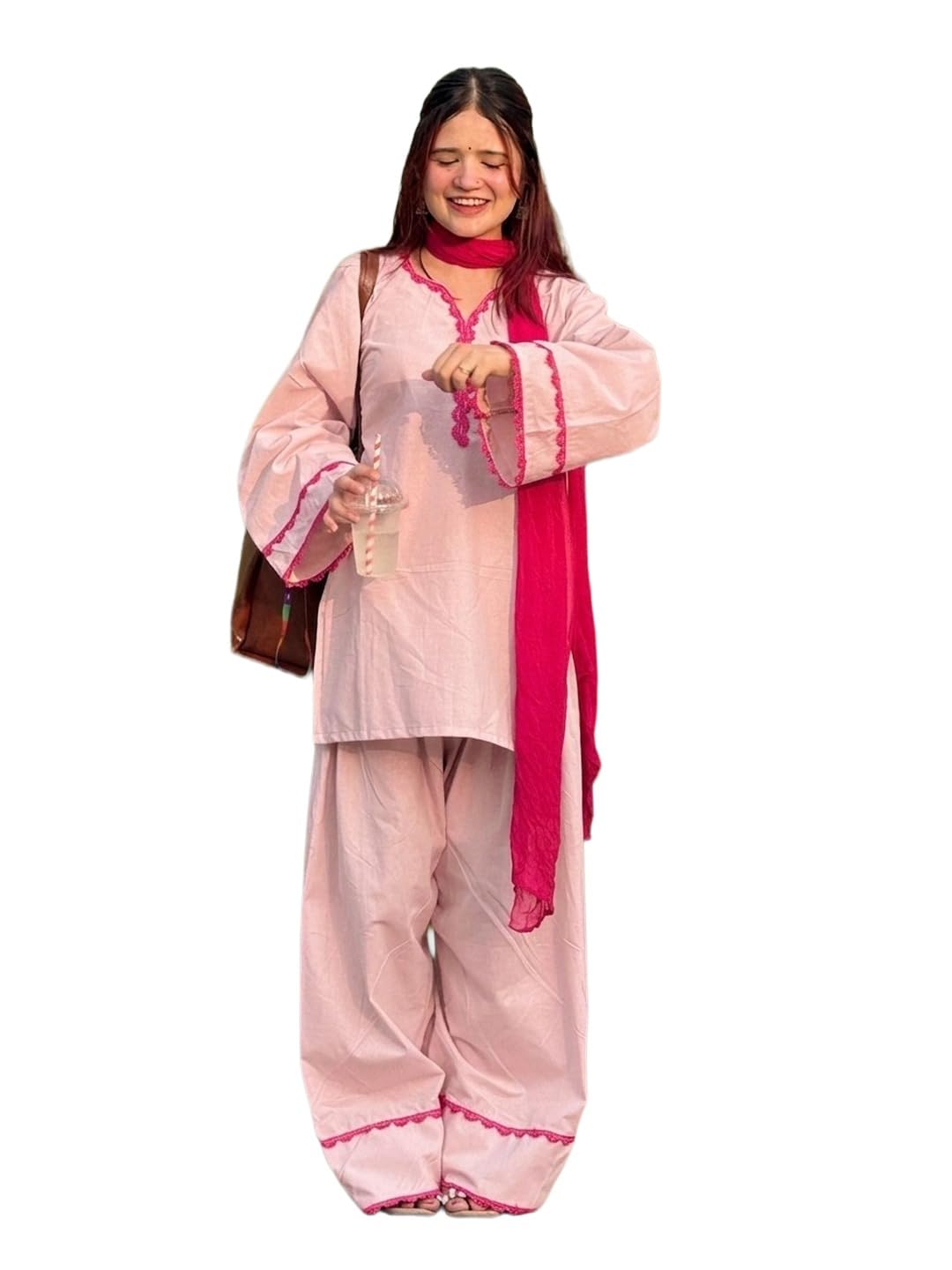 ANNI Designer Cora Cotton Farshi Salwar Suit for Women | Farsi Style Kurti | Farasi Kurta with Dupatta | Parsi Ethnic Dress | Indian Office Party Traditional Clothing Fashion Wear