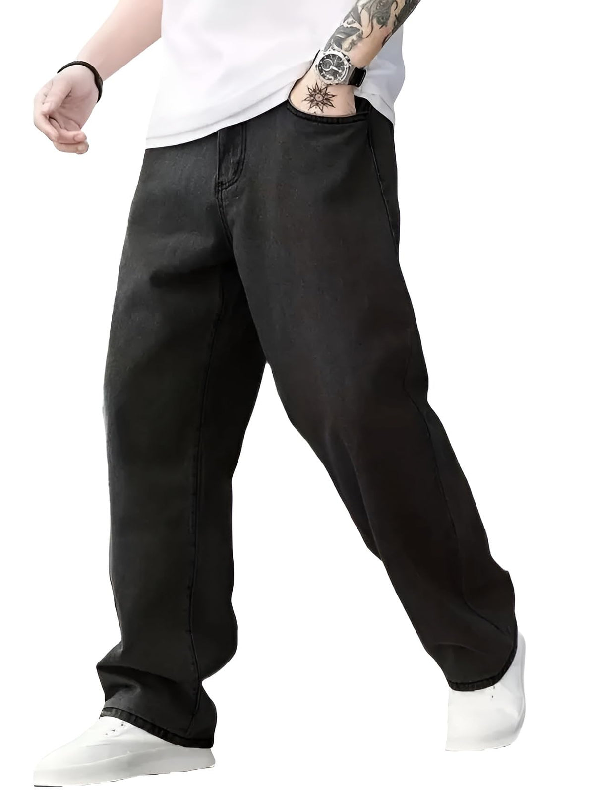 Ben Martin Men Jeans || Baggy Fit Jean's for Man || Loose Fit High Rise Denim || Stretchable Casual Wear Jean,s || Dance Rap Rapping Style Pant for Men || Denim Cotton Jeans (0)
