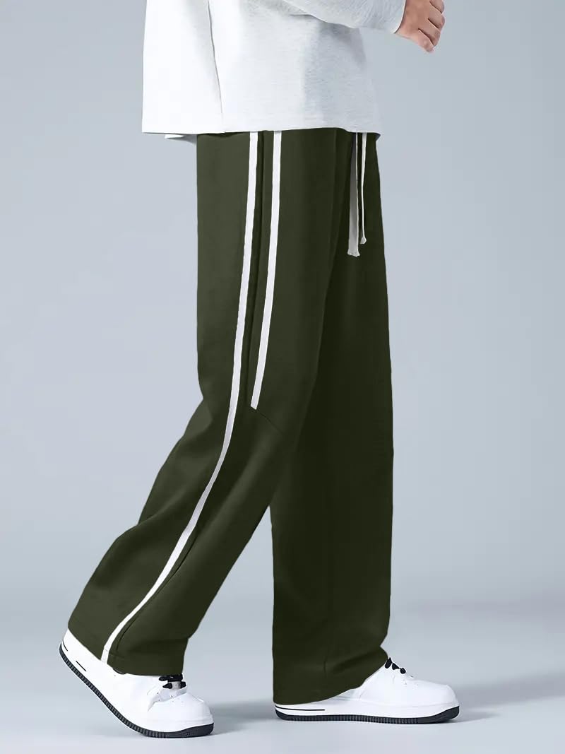 GRECIILOOKS Korean Style Track Pants for Men – Loose Fit Lycra Cargo Joggers | Trendy Gym & Streetwear Bottoms with Utility Pockets (Available in Plus Size)