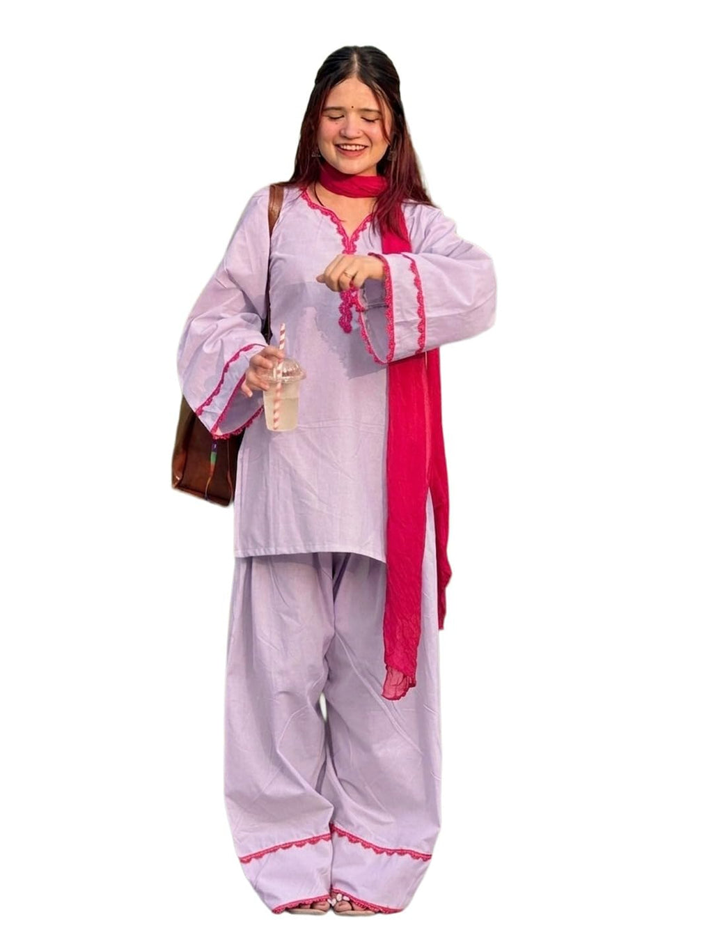 ANNI Designer Cora Cotton Farshi Salwar Suit for Women | Farsi Style Kurti | Farasi Kurta with Dupatta | Parsi Ethnic Dress | Indian Office Party Traditional Clothing Fashion Wear