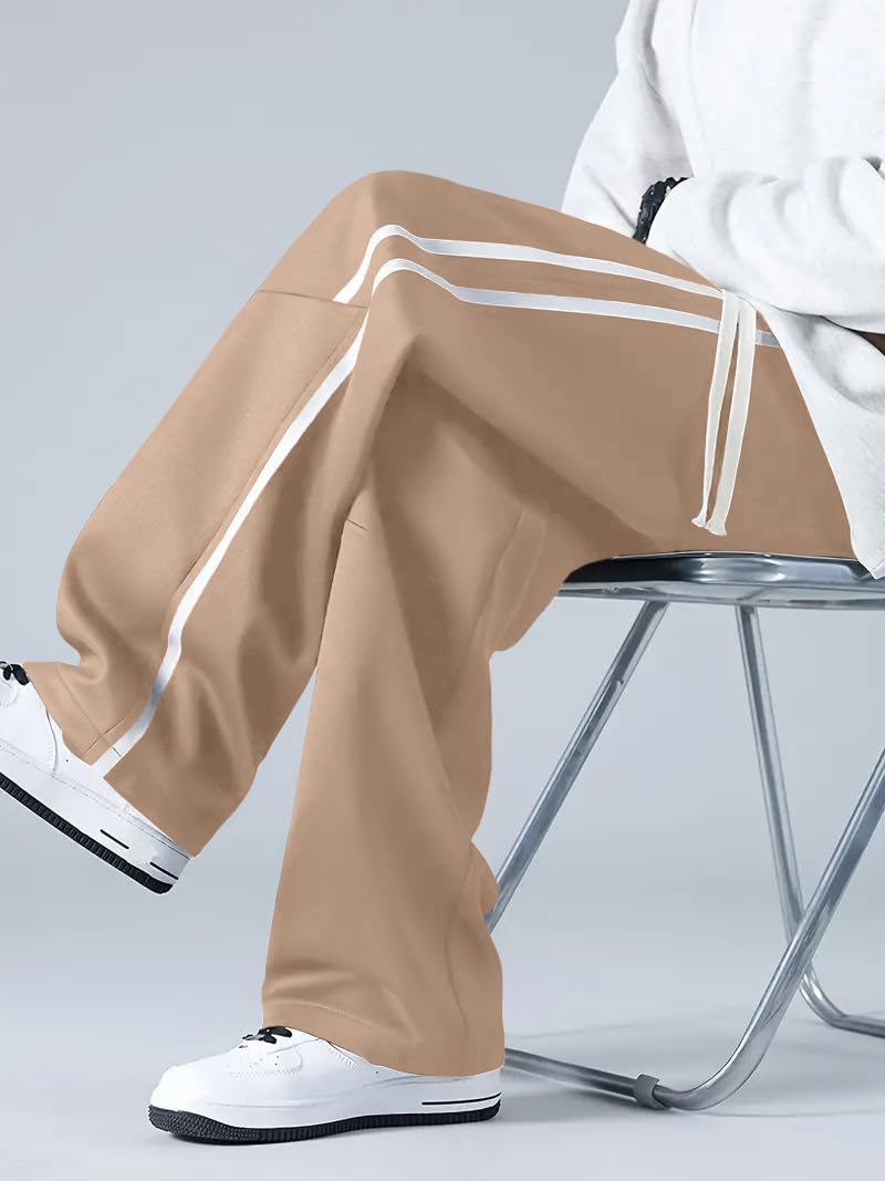 GRECIILOOKS Korean Style Track Pants for Men – Loose Fit Lycra Cargo Joggers | Trendy Gym & Streetwear Bottoms with Utility Pockets (Available in Plus Size)