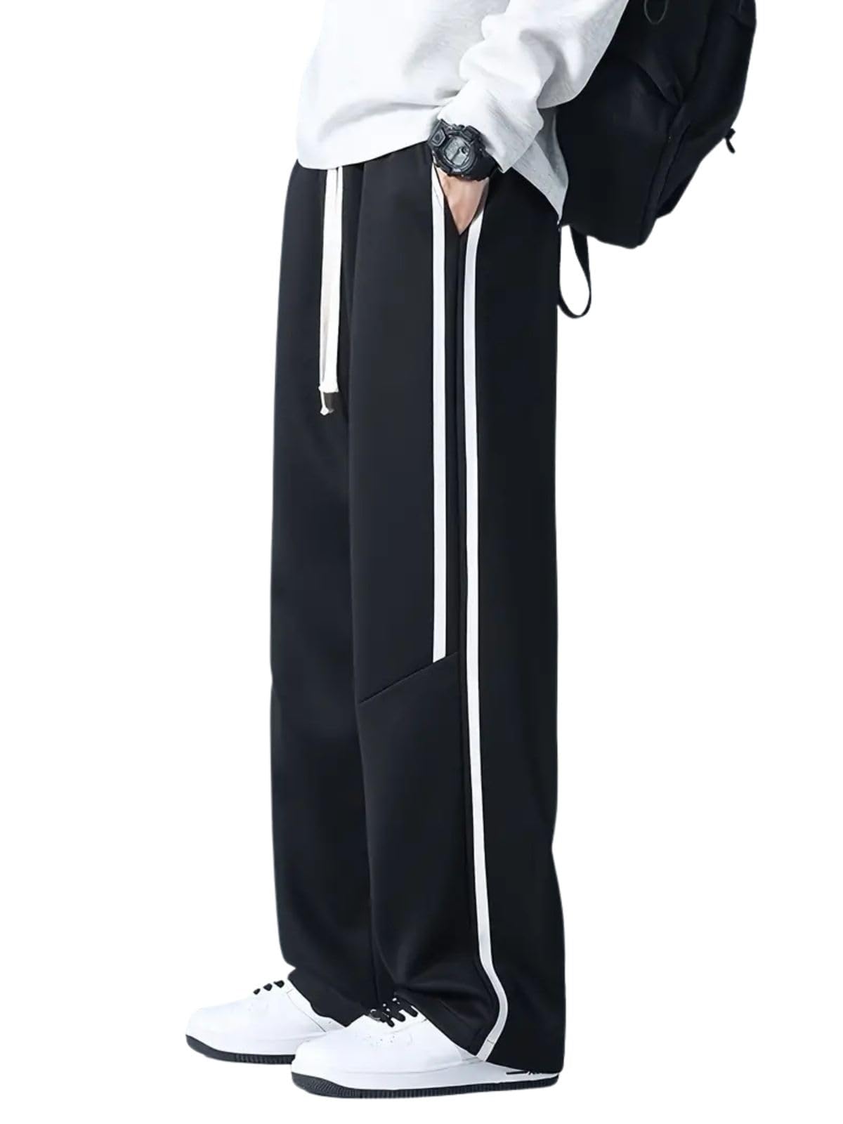 GRECIILOOKS Korean Style Track Pants for Men – Loose Fit Lycra Cargo Joggers | Trendy Gym & Streetwear Bottoms with Utility Pockets (Available in Plus Size)