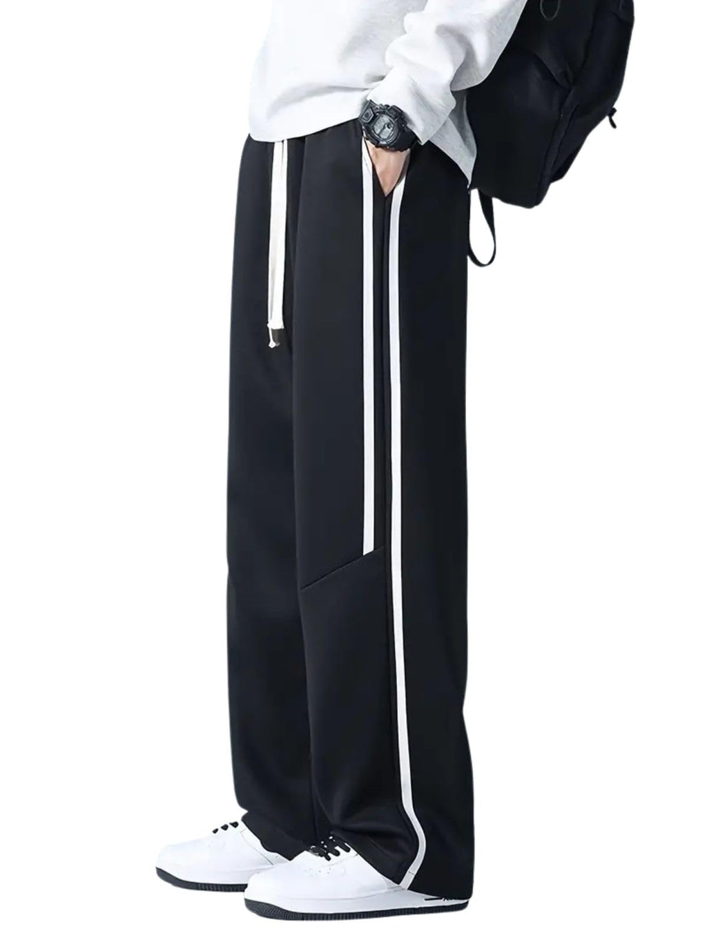 GRECIILOOKS Korean Style Track Pants for Men – Loose Fit Lycra Cargo Joggers | Trendy Gym & Streetwear Bottoms with Utility Pockets (Available in Plus Size)