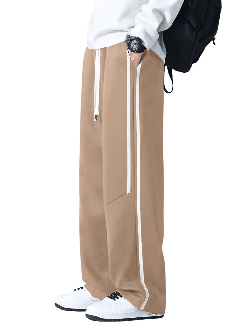 GRECIILOOKS Korean Style Track Pants for Men – Loose Fit Lycra Cargo Joggers | Trendy Gym & Streetwear Bottoms with Utility Pockets (Available in Plus Size)