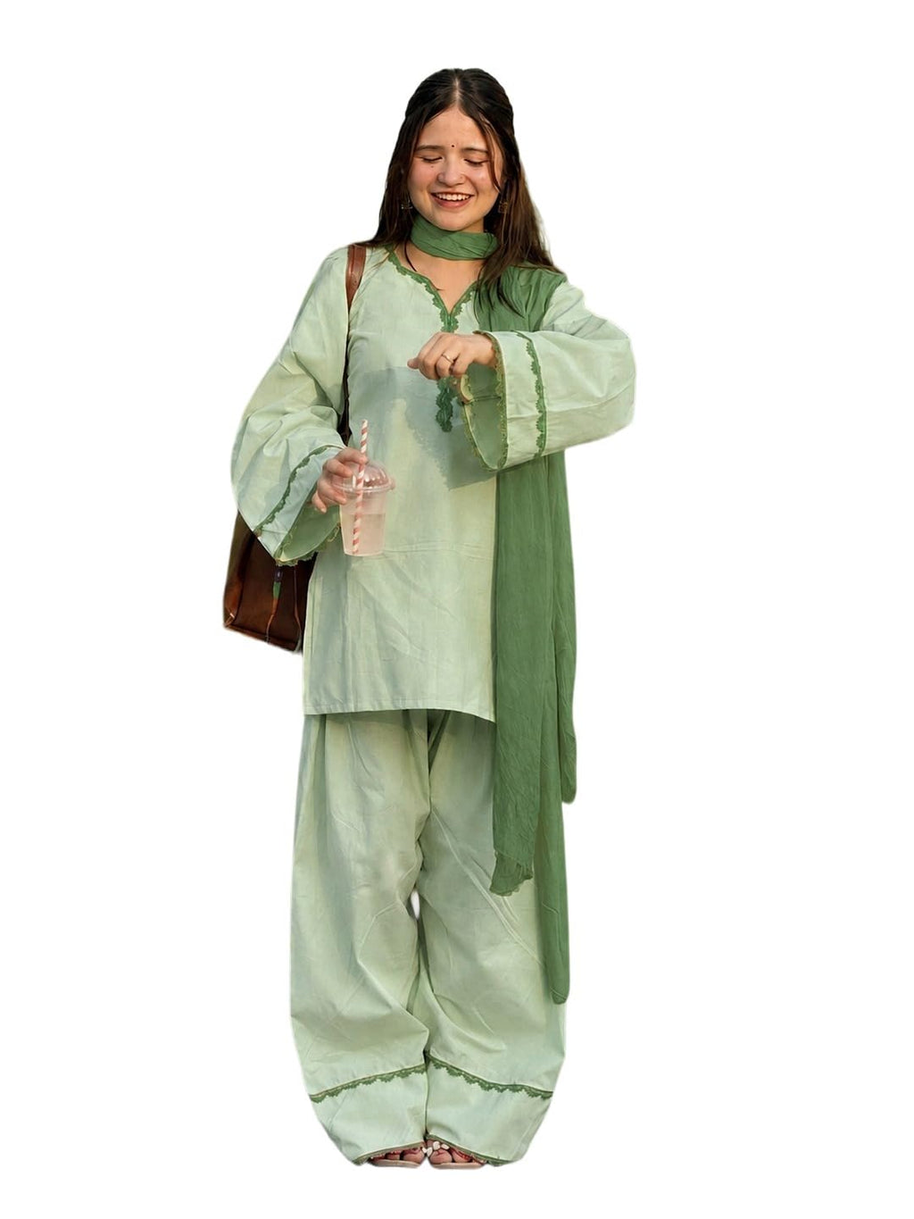 ANNI Designer Cora Cotton Farshi Salwar Suit for Women | Farsi Style Kurti | Farasi Kurta with Dupatta | Parsi Ethnic Dress | Indian Office Party Traditional Clothing Fashion Wear