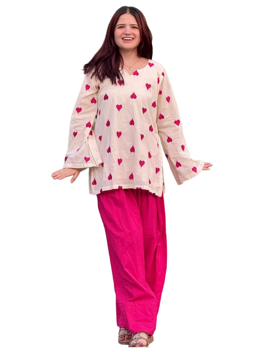 GoSriKi Farshi Salwar Suit for Women Viscose Embroidered | Co Ord Set for Woman | Straight Kurta Palazzo Outfit Round Neck V Slit Long Sleeve Ethnic Dress Womens Clothing
