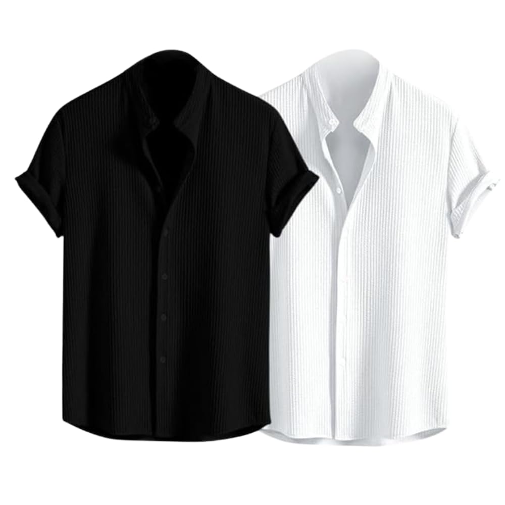 GRECIILOOKS Men's Polycotton Regular Fit Casual Shirt | Stylish | Printed | Solid | Short Sleeve | Trendy (Available in Plus Size)