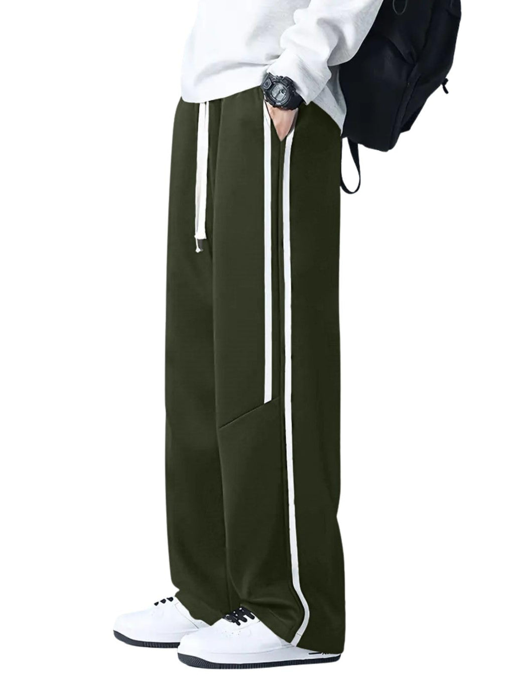 GRECIILOOKS Korean Style Track Pants for Men – Loose Fit Lycra Cargo Joggers | Trendy Gym & Streetwear Bottoms with Utility Pockets (Available in Plus Size)