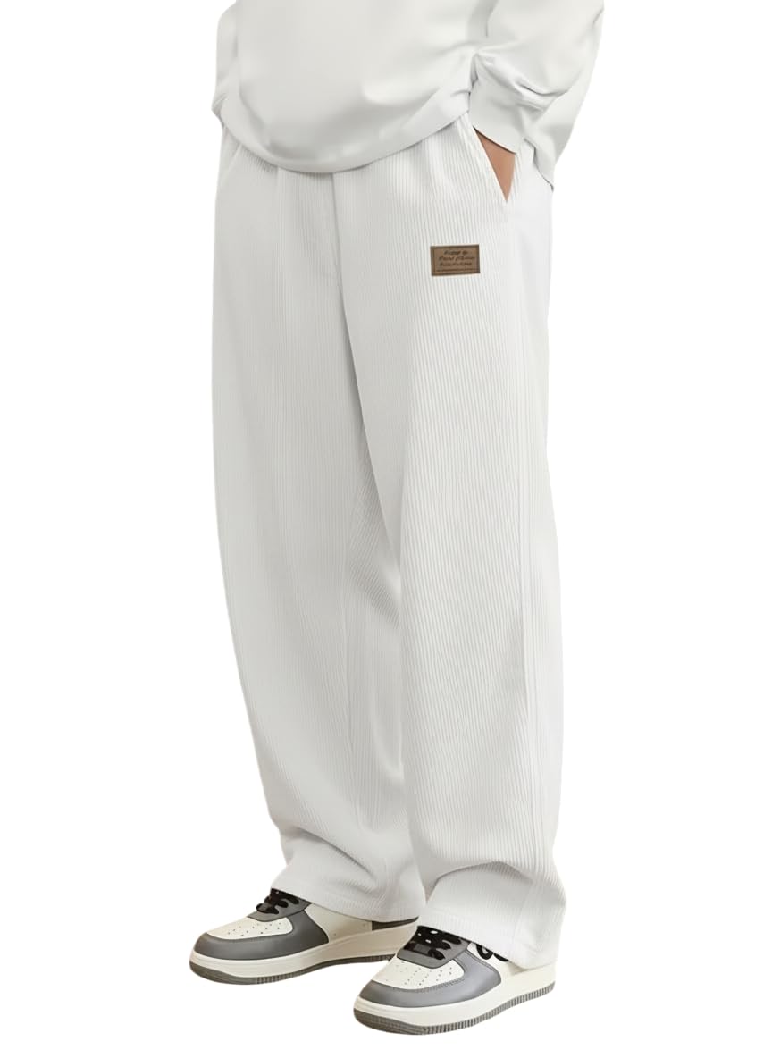 Samfor Men's Comfortable Baggy Corduroy Pants | Relaxed Fit Stretch Waist Trousers for Everyday Wear | Casual Trouser for Man