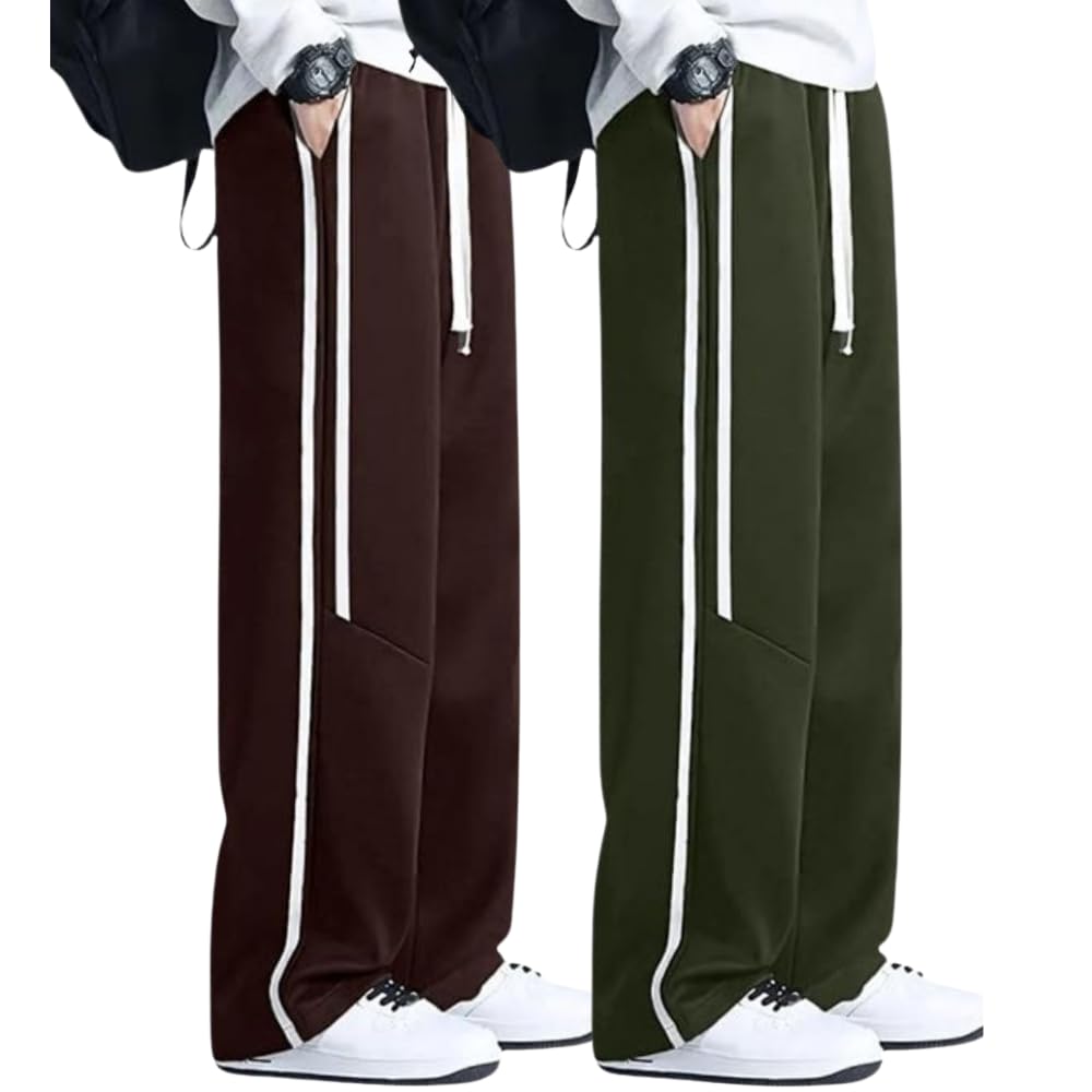 GRECIILOOKS Korean Style Track Pants for Men – Loose Fit Lycra Cargo Joggers | Trendy Gym & Streetwear Bottoms with Utility Pockets (Available in Plus Size)