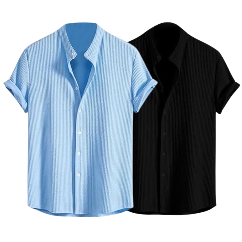 GRECIILOOKS Men's Polycotton Regular Fit Casual Shirt | Stylish | Printed | Solid | Short Sleeve | Trendy (Available in Plus Size)