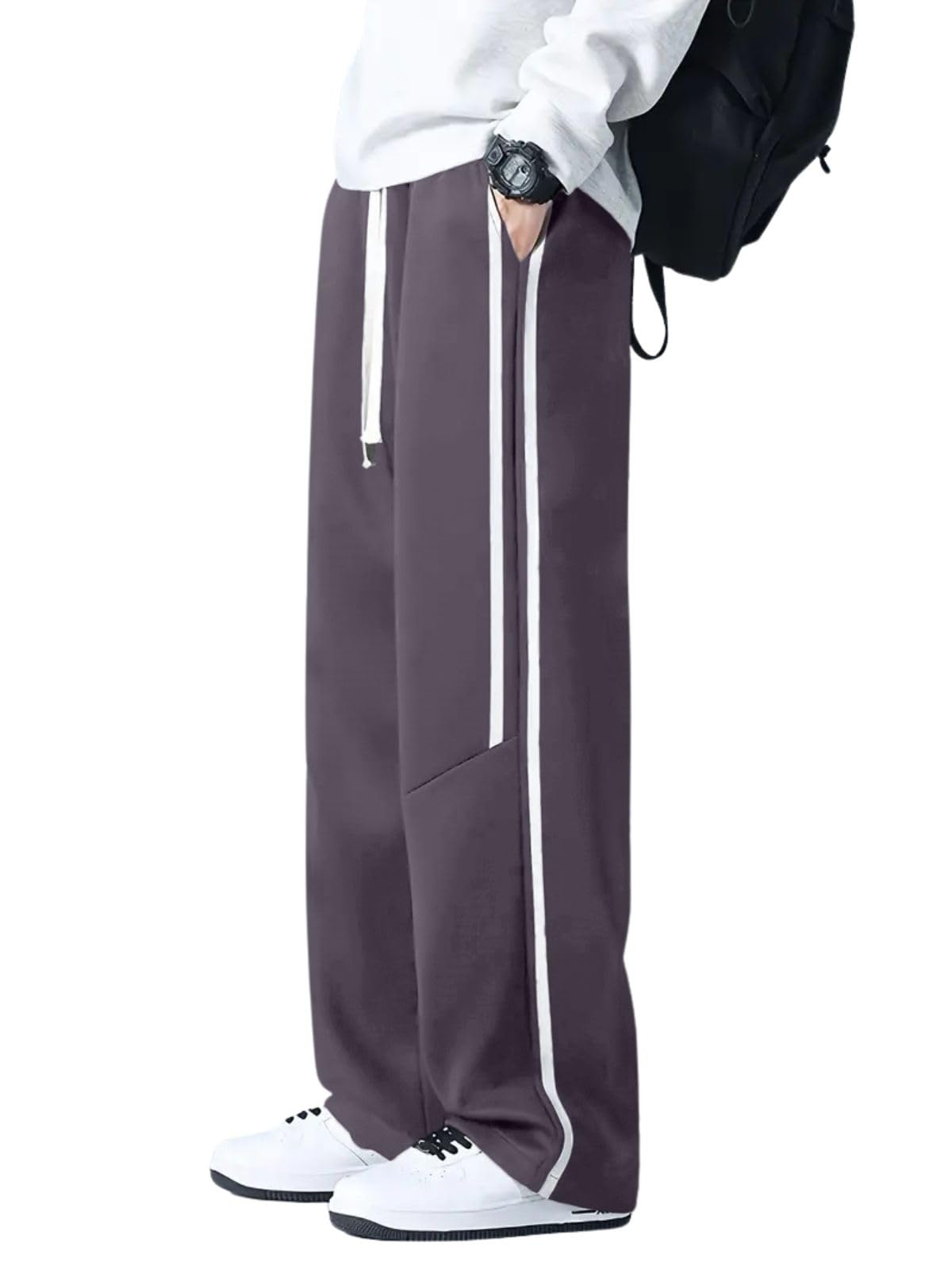 GRECIILOOKS Korean Style Track Pants for Men – Loose Fit Lycra Cargo Joggers | Trendy Gym & Streetwear Bottoms with Utility Pockets (Available in Plus Size)