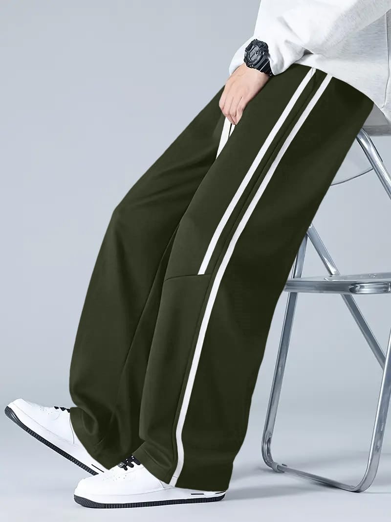 GRECIILOOKS Korean Style Track Pants for Men – Loose Fit Lycra Cargo Joggers | Trendy Gym & Streetwear Bottoms with Utility Pockets (Available in Plus Size)