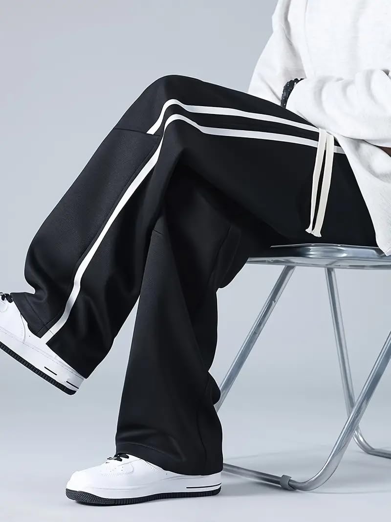 GRECIILOOKS Korean Style Track Pants for Men – Loose Fit Lycra Cargo Joggers | Trendy Gym & Streetwear Bottoms with Utility Pockets (Available in Plus Size)