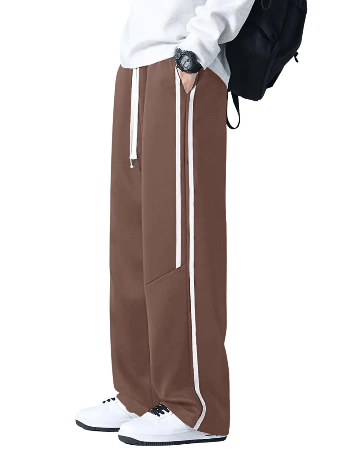 GRECIILOOKS Korean Style Track Pants for Men – Loose Fit Lycra Cargo Joggers | Trendy Gym & Streetwear Bottoms with Utility Pockets (Available in Plus Size)