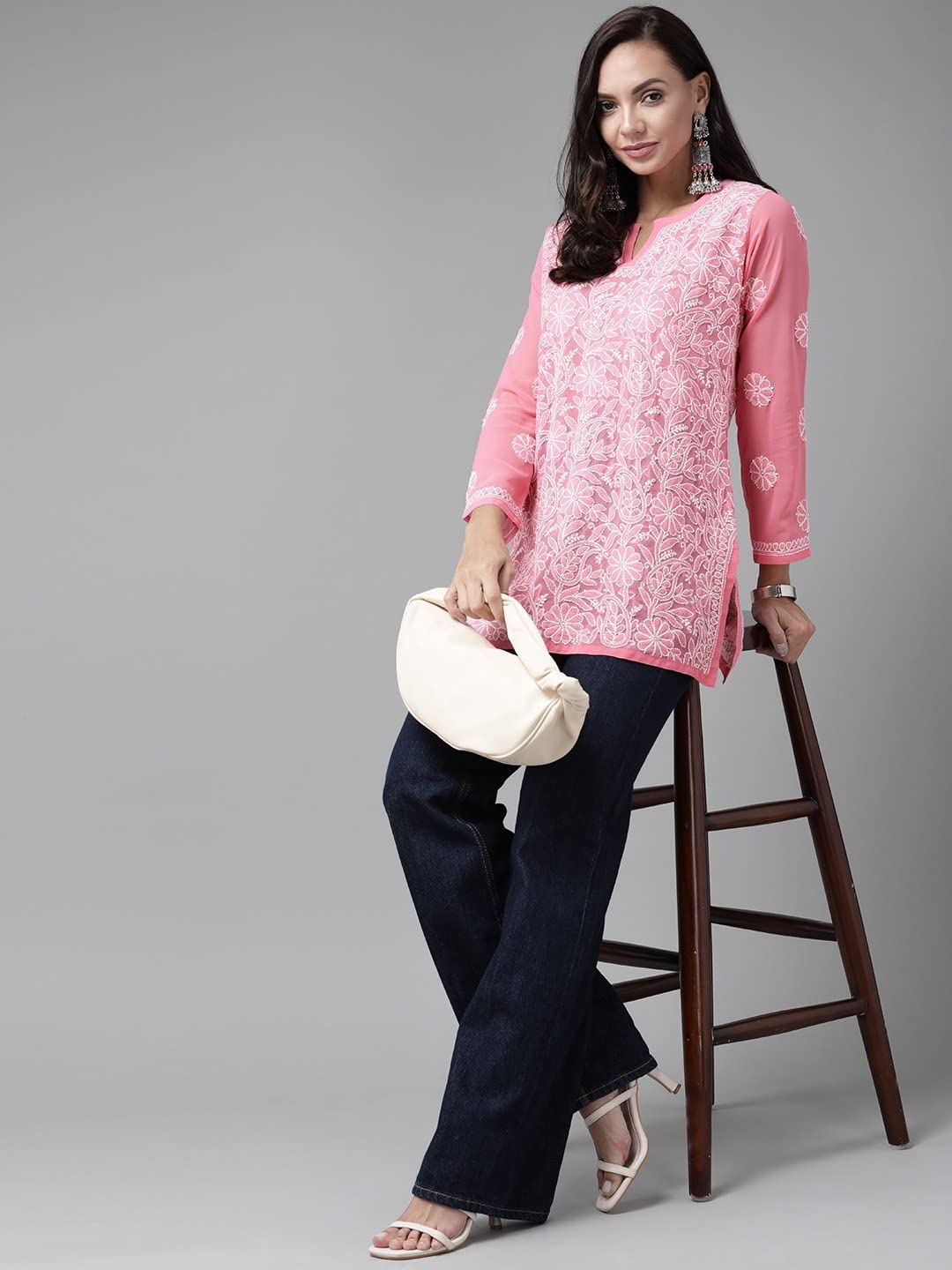 Ada Hand Embroidered Lucknowi Chikankari Georgette Top for Women A911224