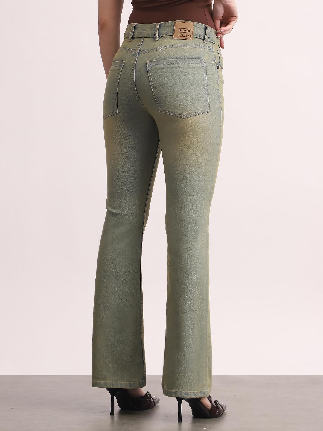 Urbano Fashion Women's Mid Rise Bootcut Washed Jeans Stretchable