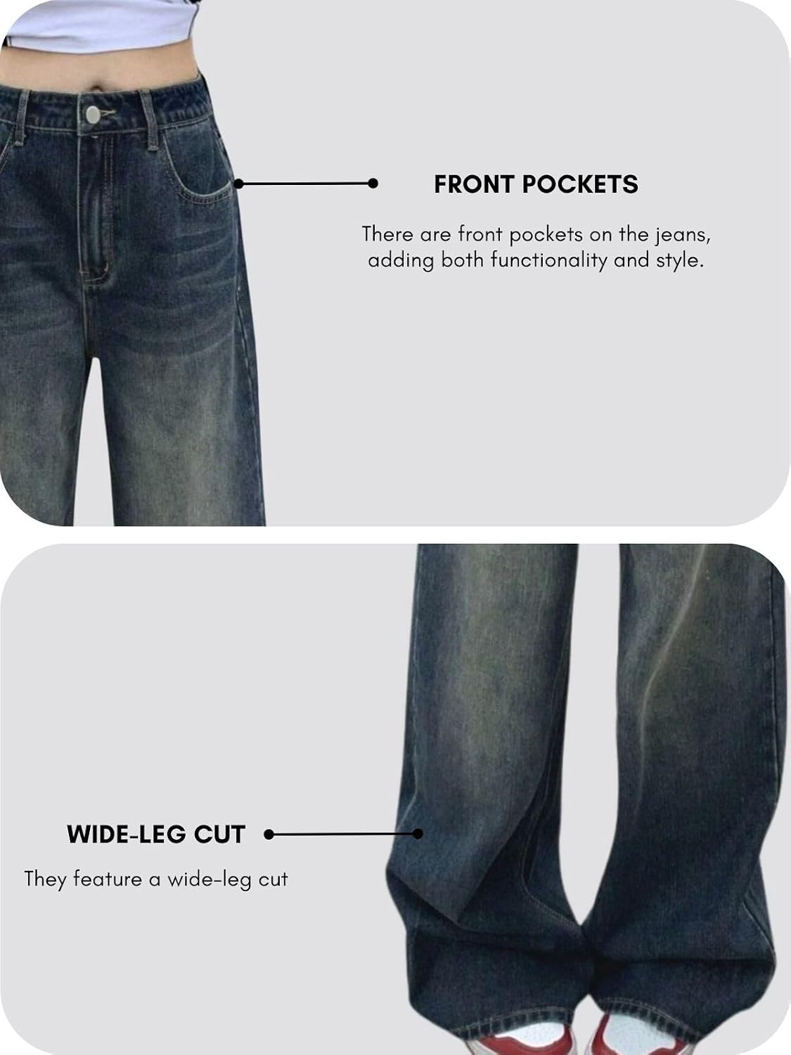 GRECIILOOKS Baggy Jeans for Women | High Waist Wide Leg Stylish for Girls Trendy Women’s Pant