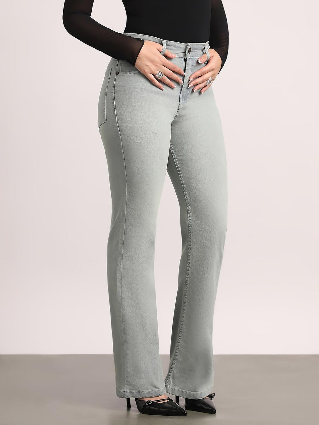 Urbano Fashion Women's Mid Rise Bootcut Washed Jeans Stretchable
