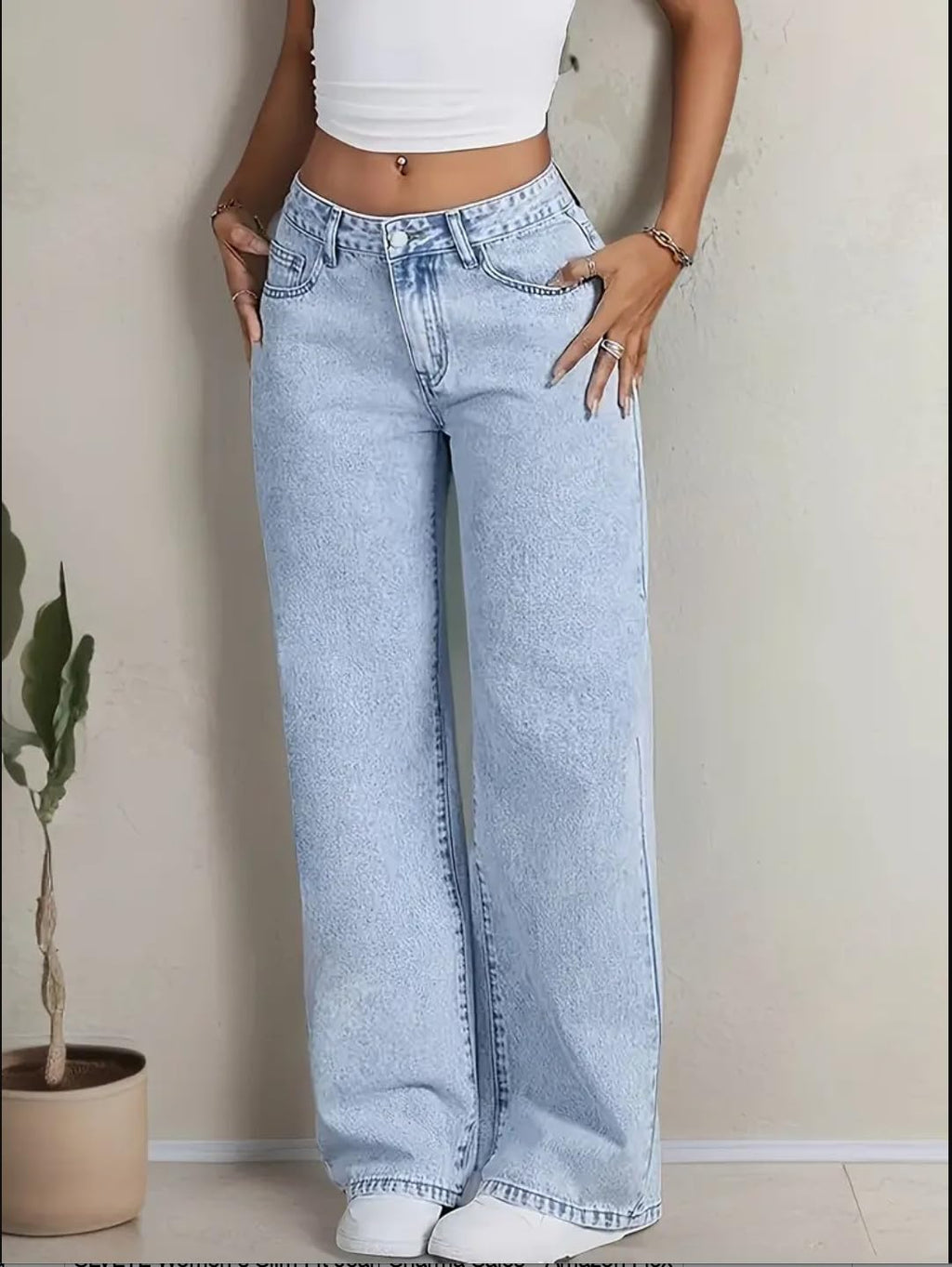 Nifty Women's Denim Stretchable High Waist Light Wash Baggy Jeans || Back Pocket Bow tie Detail