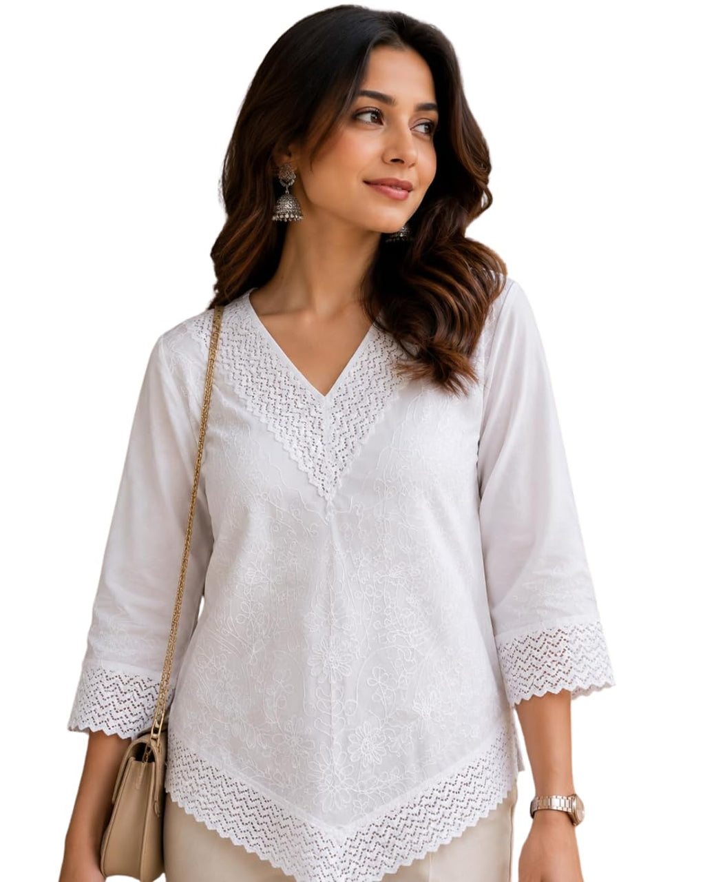 Short Kurti for Women -Embroidered Pure Cotton