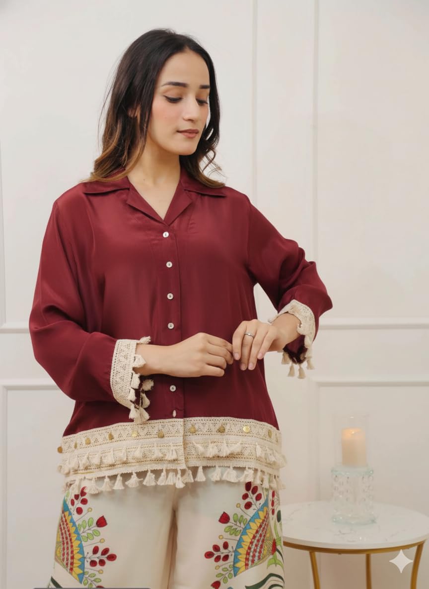 Co Ord Set for Women Stylish Card Set Dress for Women Trendy Top with Plazo Pant Ladies Coord Outfit Modern Wear for Travel Office Casual Look Premium Two Piece Clothing Style