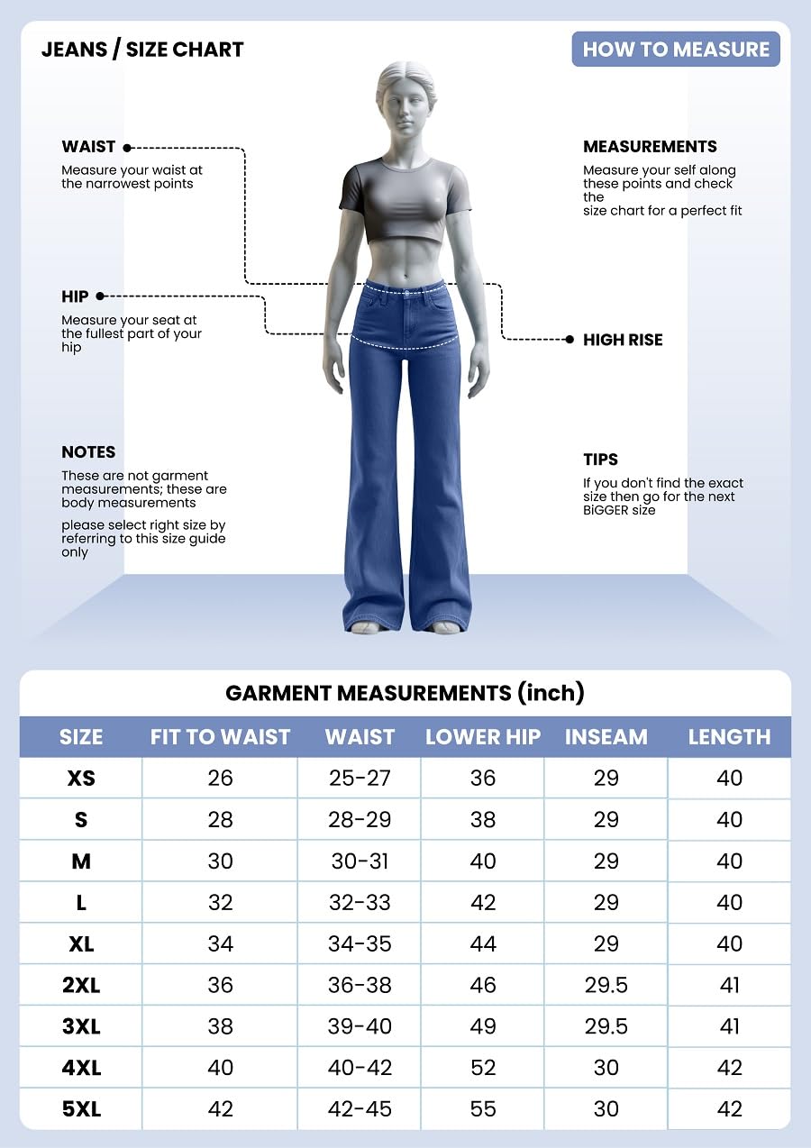 GRECIILOOKS Women Jeans for Women | Jeans Pant for Women | Baggy Jeans for Women | Women Jeans | Baggy Jeans for Women High Waist | Bell Bottom Jeans for Women