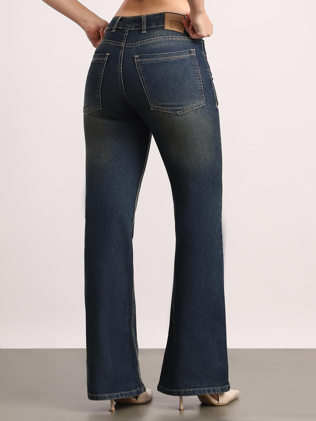 Urbano Fashion Women's Mid Rise Bootcut Washed Jeans Stretchable