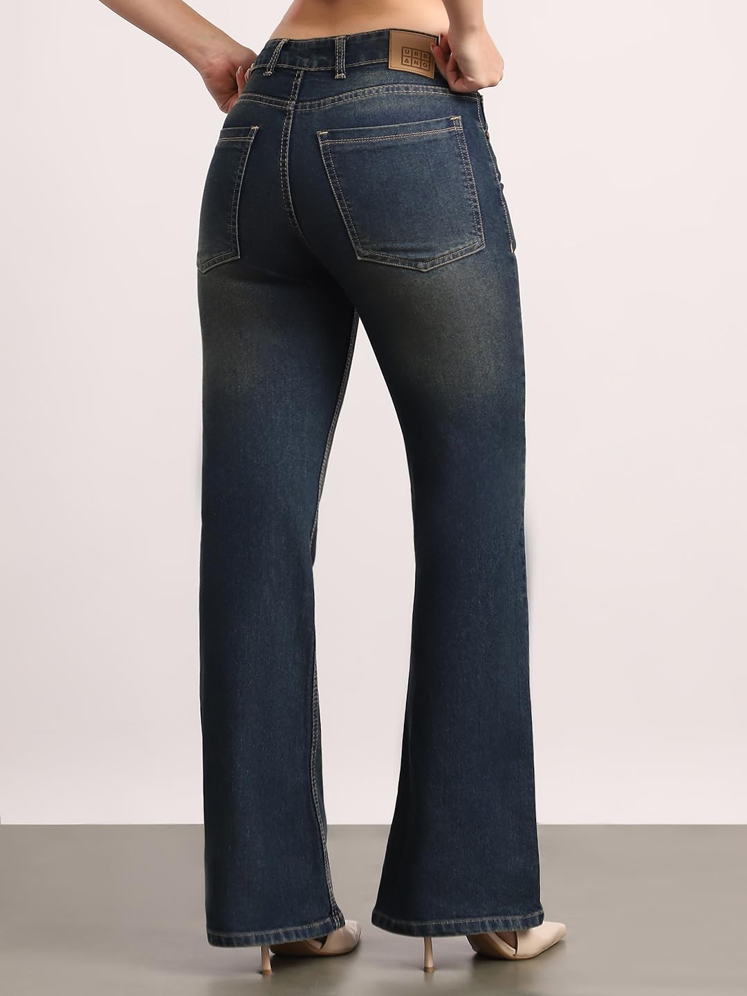 Urbano Fashion Women's Mid Rise Bootcut Washed Jeans Stretchable