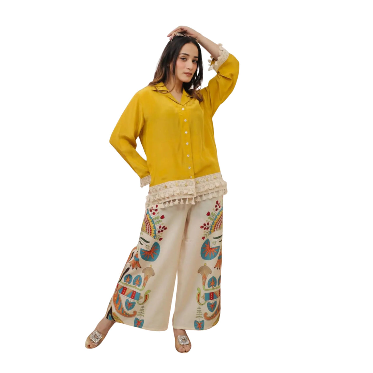 Co Ord Set for Women Stylish Card Set Dress for Women Trendy Top with Plazo Pant Ladies Coord Outfit Modern Wear for Travel Office Casual Look Premium Two Piece Clothing Style