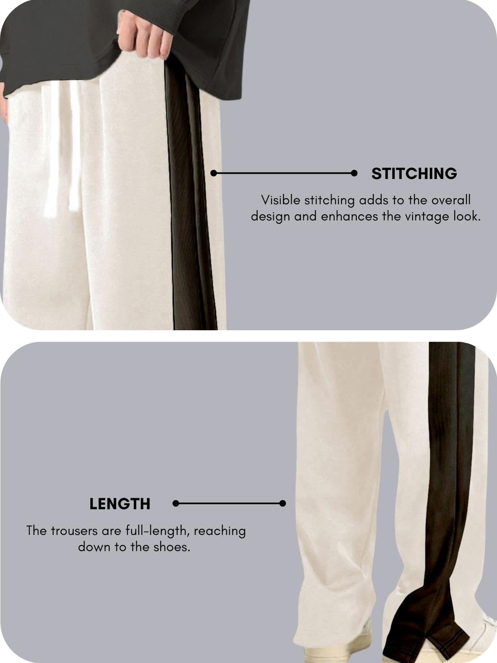 GRECIILOOKS Men Casual Trouser | Men’s Wide Leg Track Pants with Contrast Side Panel | Relaxed Drawstring Fit Streetwear Trousers | Loose Fit Joggers for Man