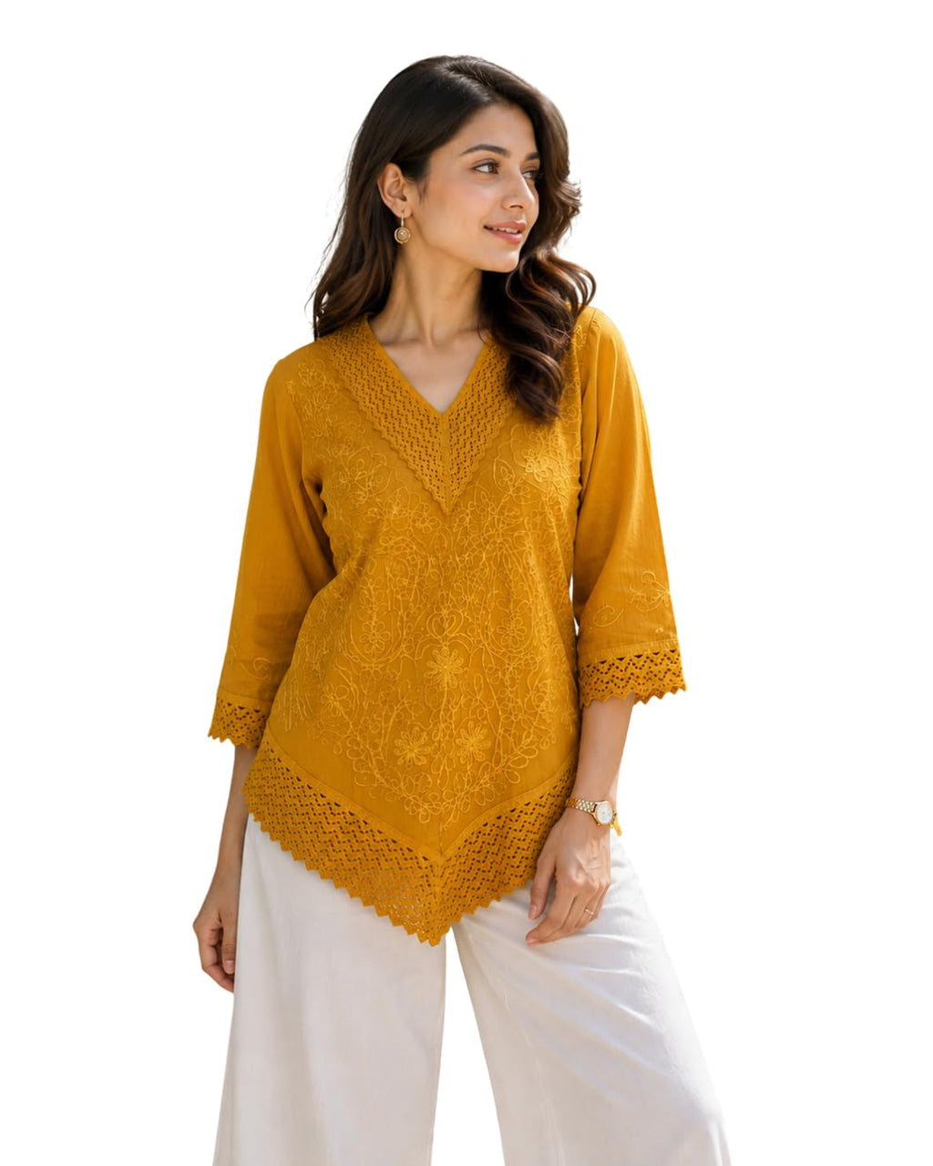 Short Kurti for Women -Embroidered Pure Cotton