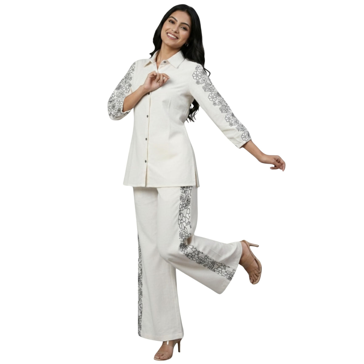 Co Ord Set for Women Stylish Card Set Dress for Women Trendy Top with Plazo Pant Ladies Coord Outfit Modern Wear for Travel Office Casual Look Premium Two Piece Clothing Style