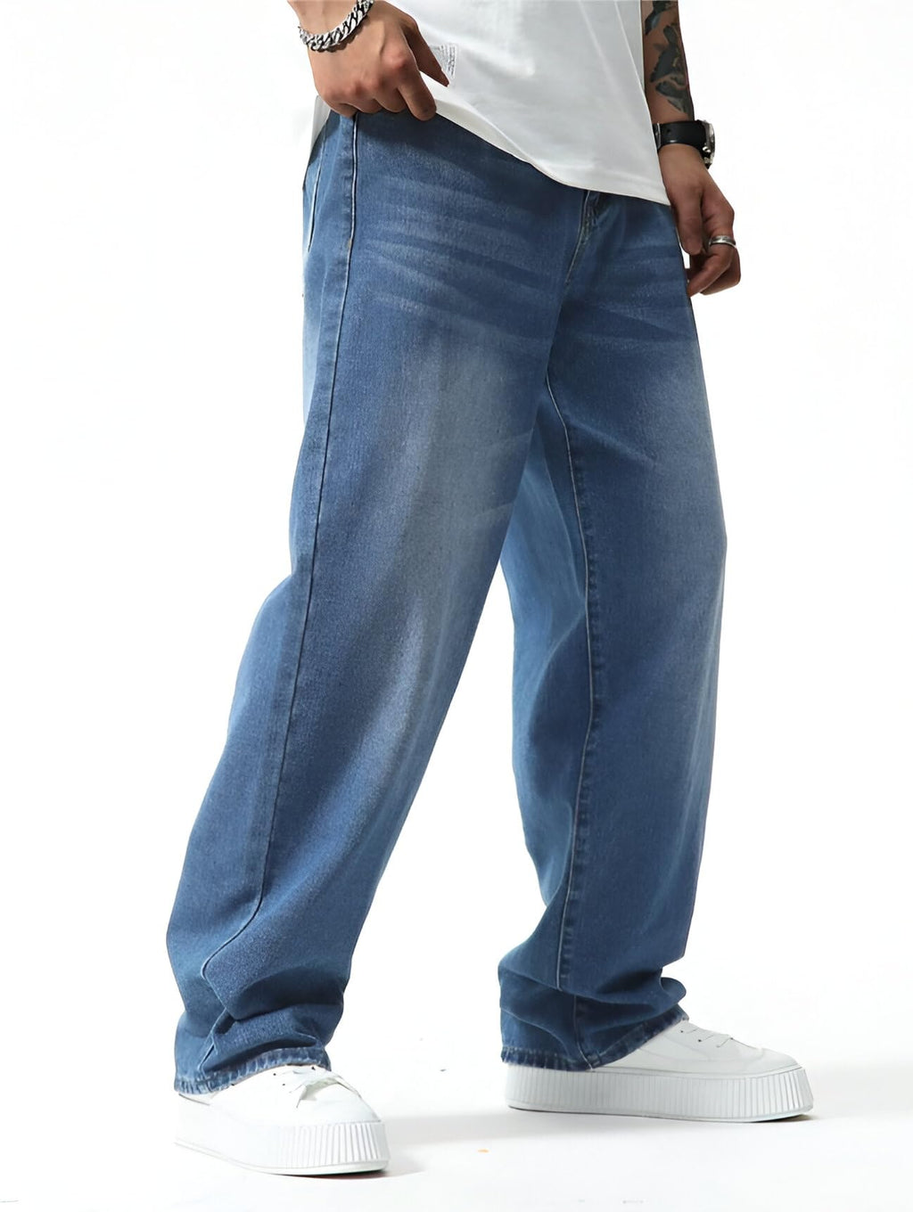 Ben Martin Men Jeans || Baggy Fit Jean's for Man || Loose Fit High Rise Denim || Stretchable Casual Wear Jean,s || Dance Rap Rapping Style Pant for Men || Denim Cotton Jeans (1)