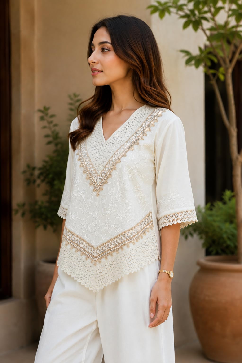 Short Kurti for Women -Embroidered Pure Cotton