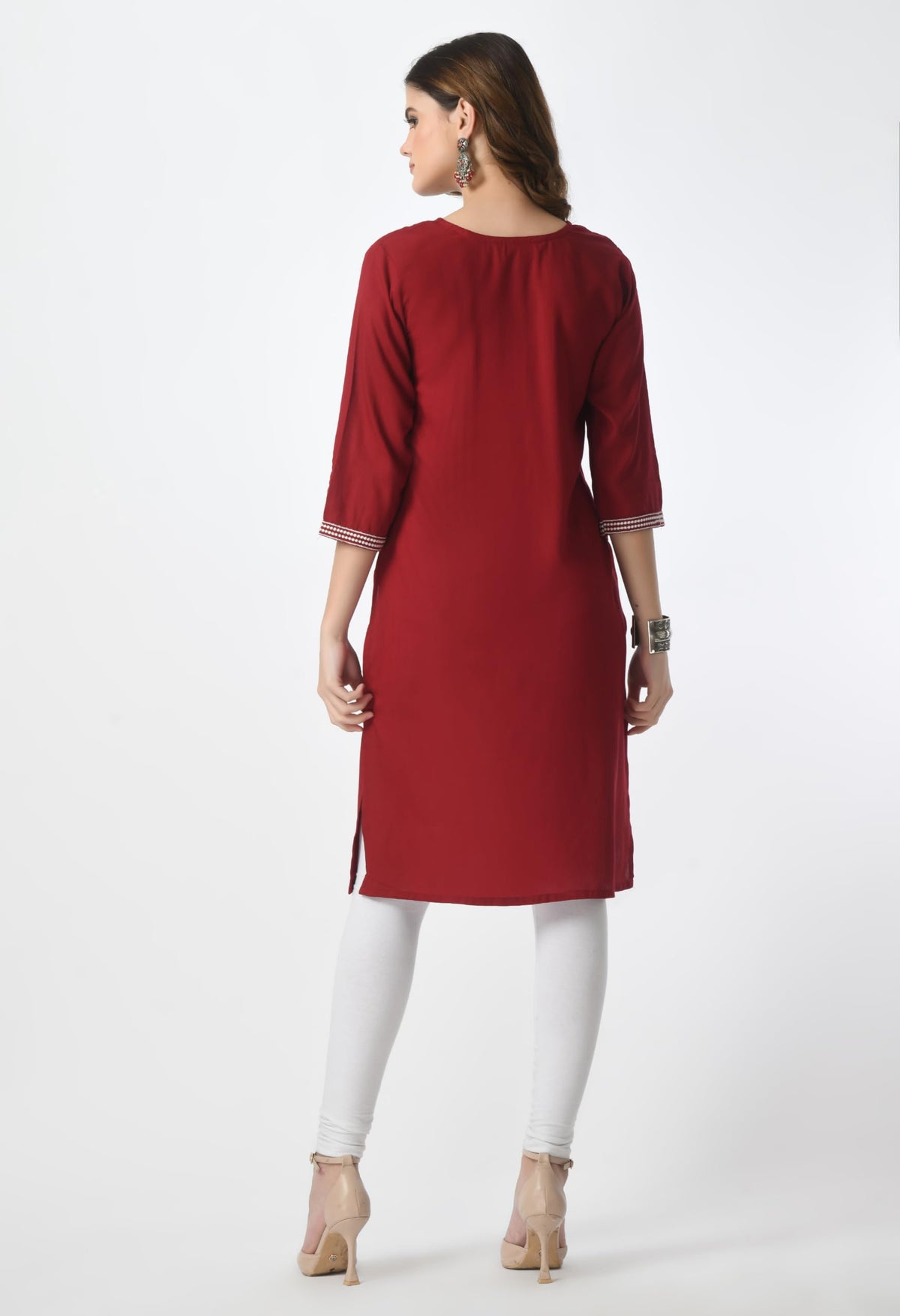 LIBOZA Kurta for Women – Lakhnowi Chikankari Embroidered Ladies Kurti, Stylish Girls Top, Ethnic Full Kurtas, Straight Design Kurtis for Woman