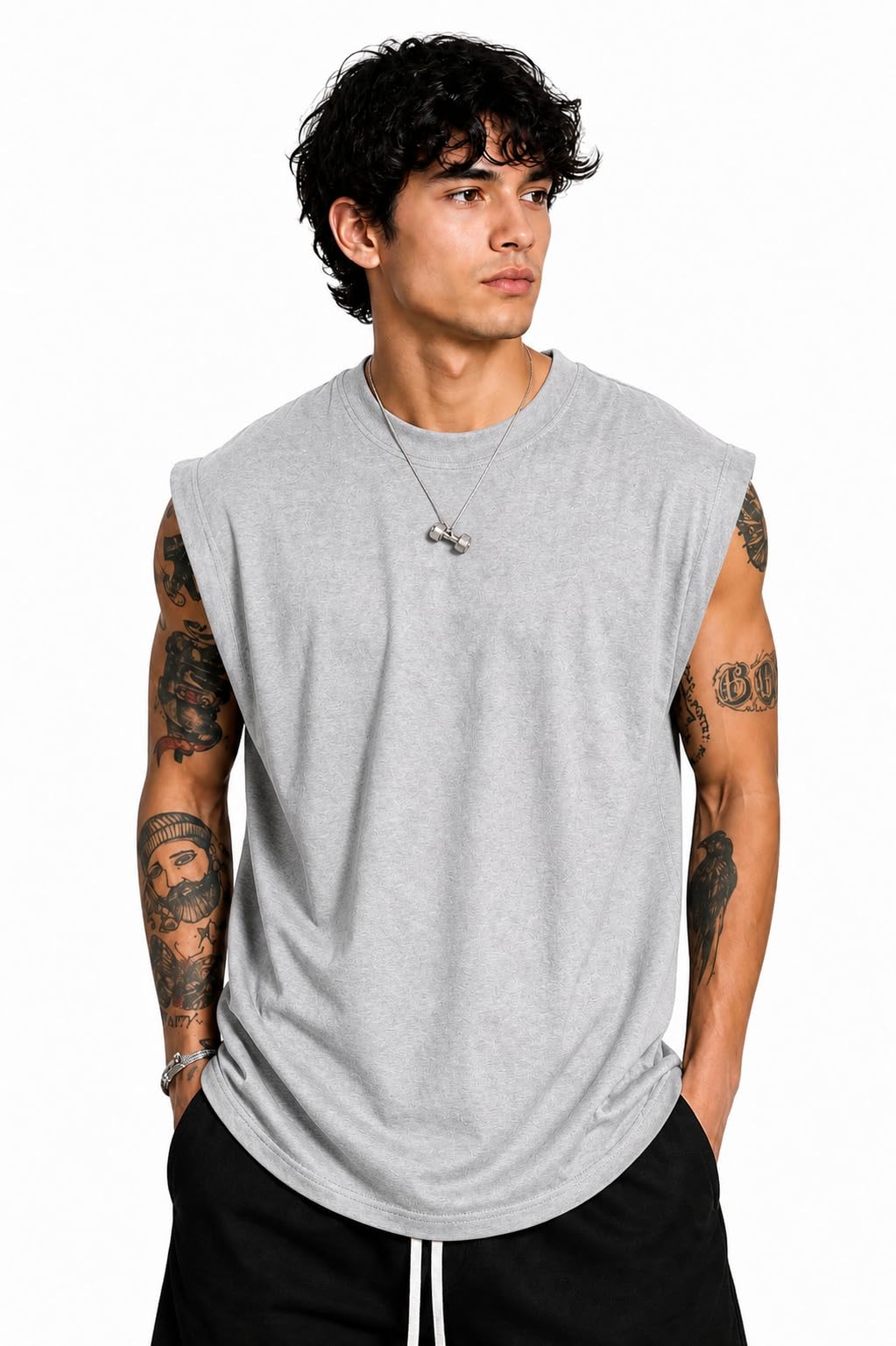 NETCLICK® Men's Sleeveless Round Neck Polycotton Tank Top Vest for Gym, Workout, Running & Casual Wear