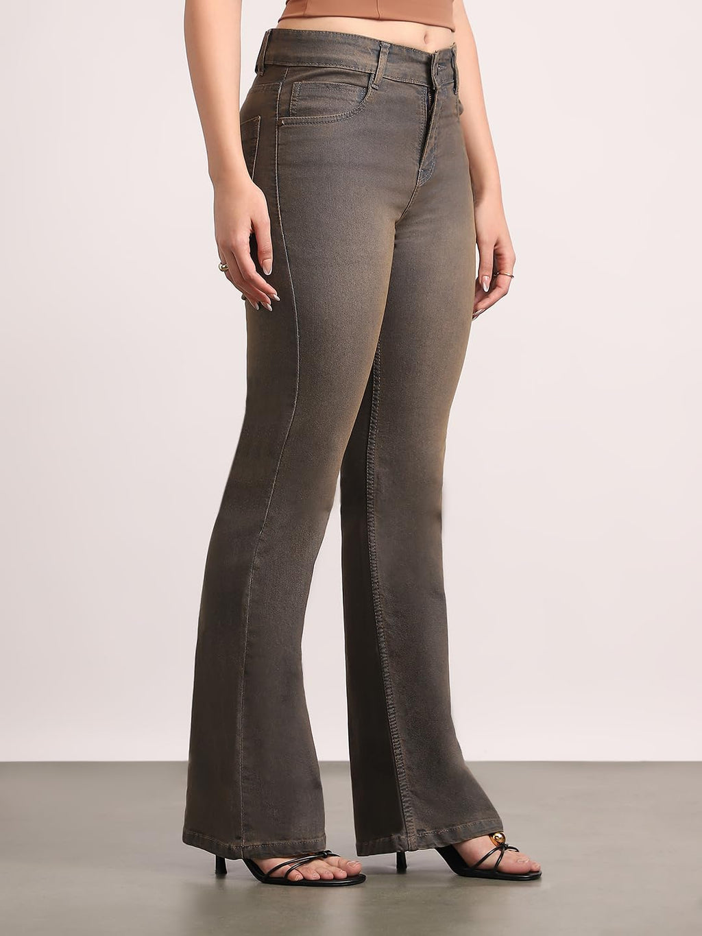 Urbano Fashion Women's Mid Rise Bootcut Washed Jeans Stretchable