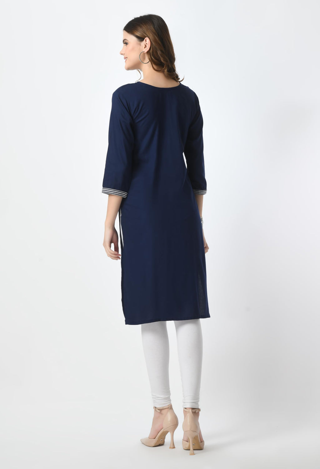 LIBOZA Kurta for Women – Lakhnowi Chikankari Embroidered Ladies Kurti, Stylish Girls Top, Ethnic Full Kurtas, Straight Design Kurtis for Woman