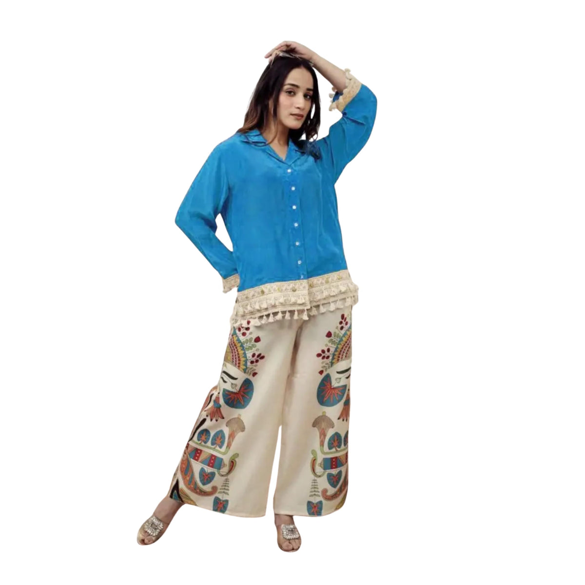 Co Ord Set for Women Stylish Card Set Dress for Women Trendy Top with Plazo Pant Ladies Coord Outfit Modern Wear for Travel Office Casual Look Premium Two Piece Clothing Style