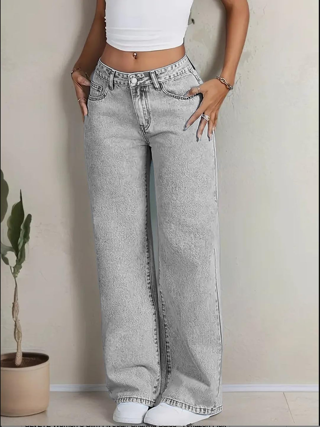 Nifty Women's Denim Stretchable High Waist Light Wash Baggy Jeans || Back Pocket Bow tie Detail