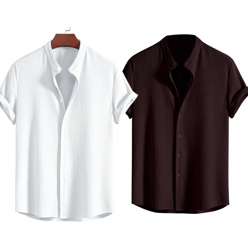 GRECIILOOKS Men's Polycotton Regular Fit Casual Shirt | Stylish | Printed | Solid | Short Sleeve | Trendy (Available in Plus Size)