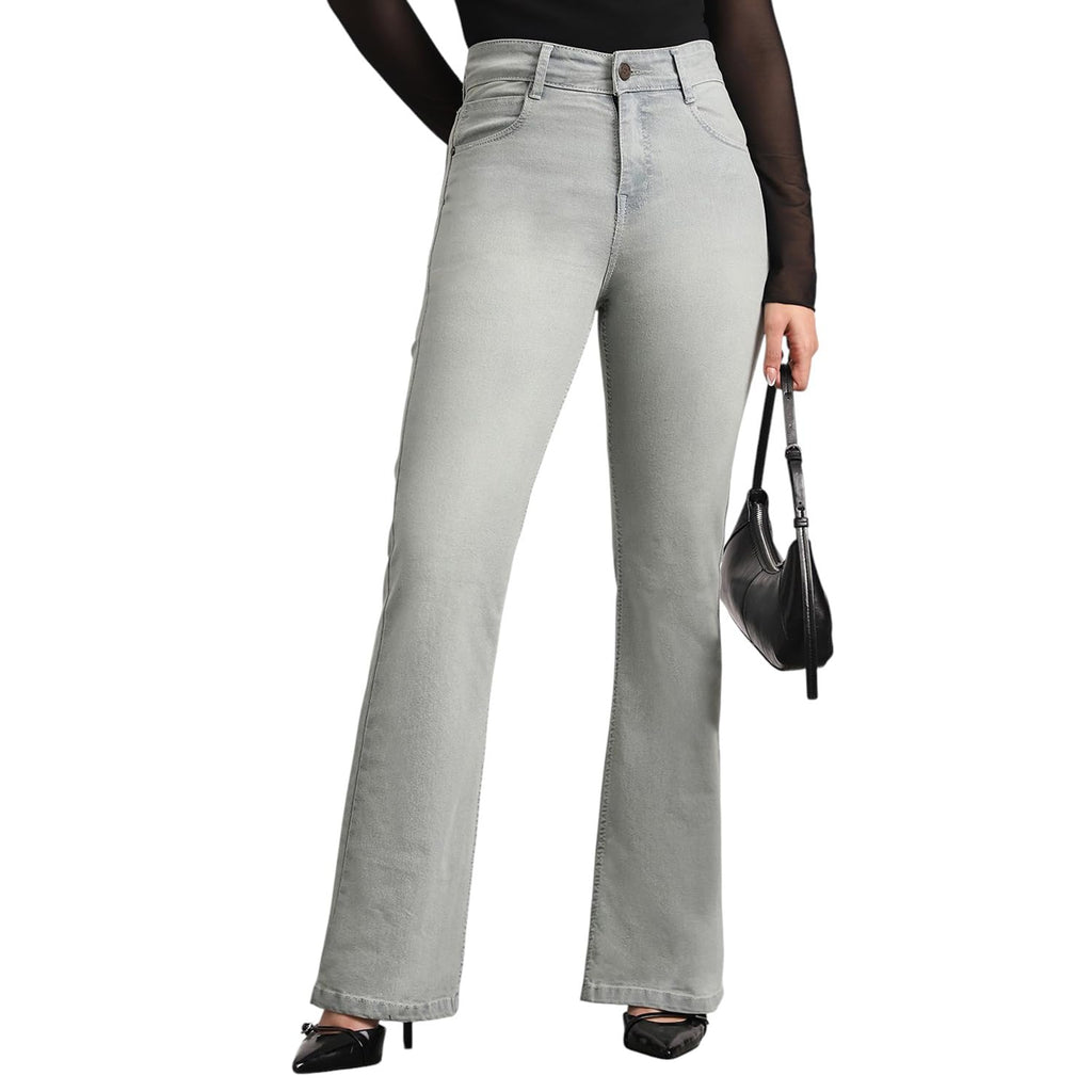 Urbano Fashion Women's Mid Rise Bootcut Washed Jeans Stretchable