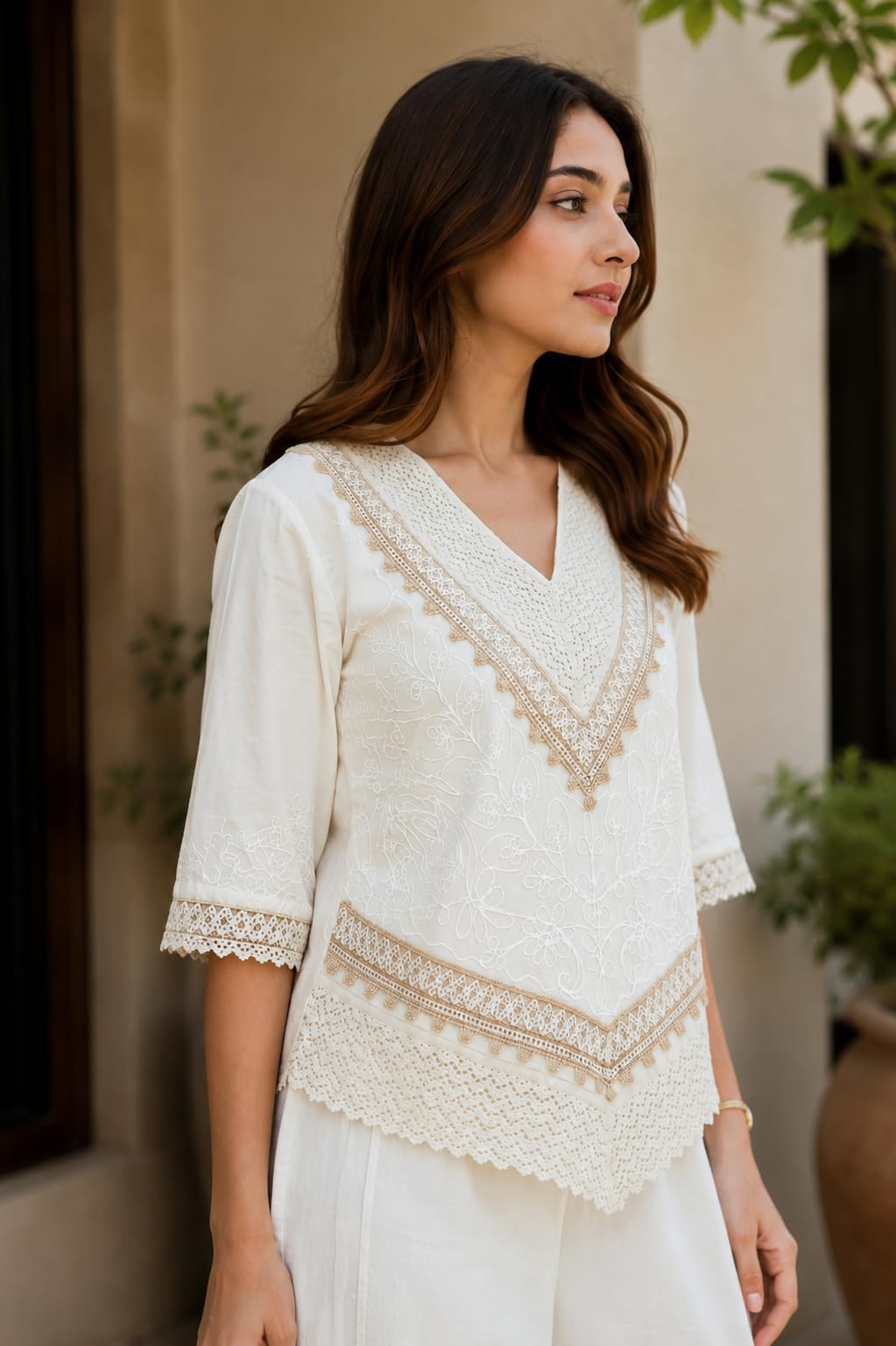 Short Kurti for Women -Embroidered Pure Cotton